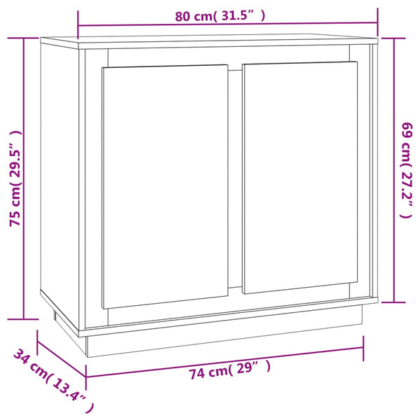 Weißes Sideboard Zdanek 80x34x75cm (Holz)