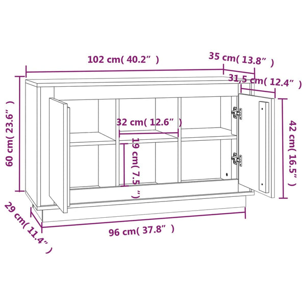 Valkoinen senkki Duris 102x35x60cm (puinen)