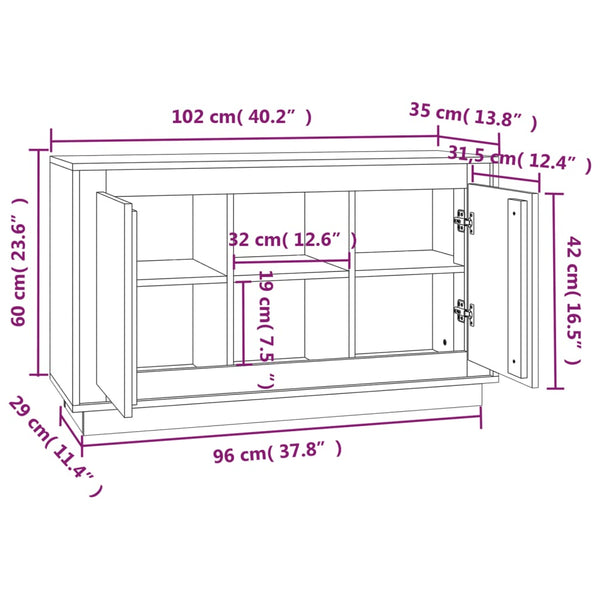 Harmaa senkki Duris 102x35x60cm (puinen)