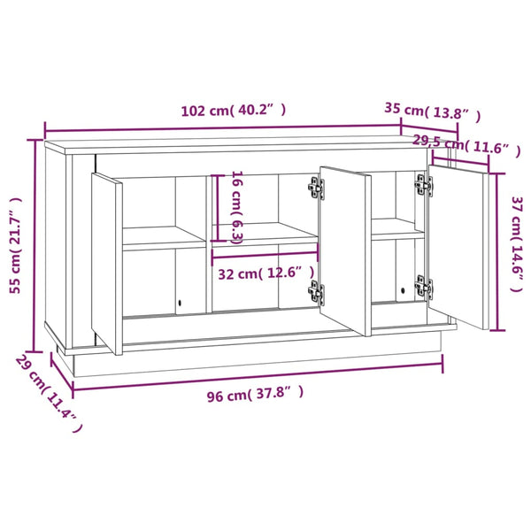 Betongraues Sideboard Efrosana 102x35x55cm (Holz)