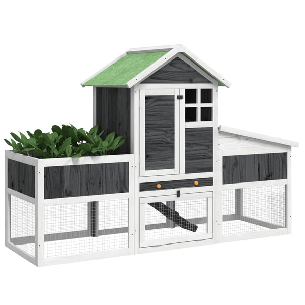 Grauer Kaninchenstall Vallie 170x63x113cm (Kiefer)