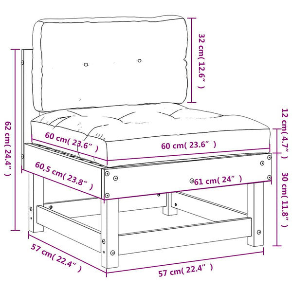 Graues mittleres Sofa mit Kissen Baubec (Kiefer)