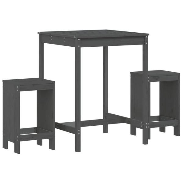 Graues Outdoor-Bar-Set Leigh (3-teilig, Kiefer)