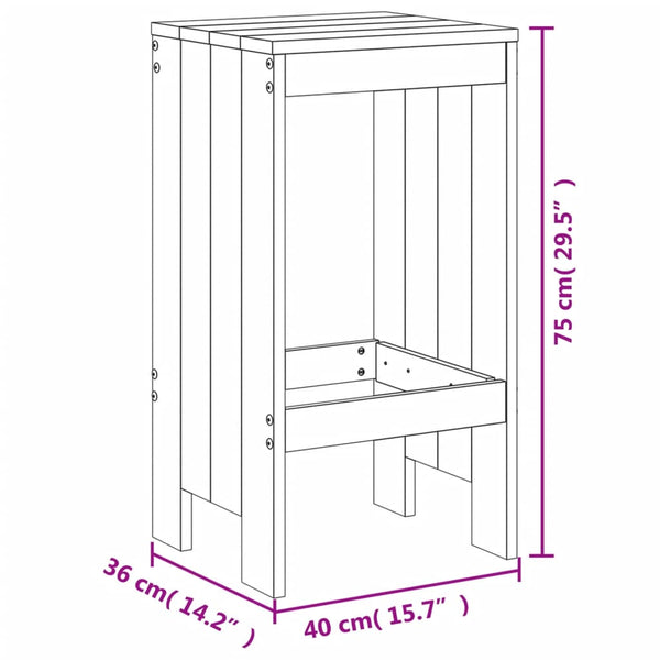 Graues Outdoor-Bar-Set Leigh (3-teilig, Kiefer)