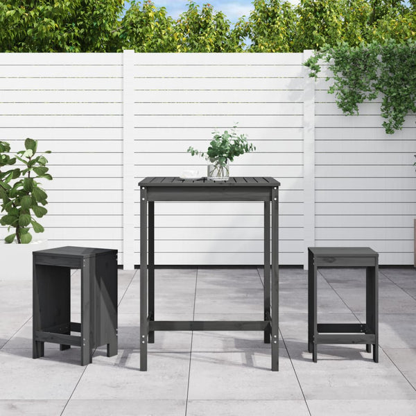 Graues Outdoor-Bar-Set Leigh (3-teilig, Kiefer)