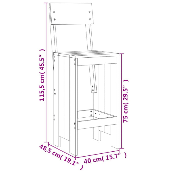 Graues Outdoor-Bartischset Napoleon (3-teilig, Kiefer)