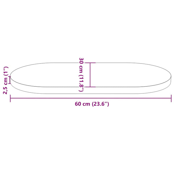 Tischplatte Avia 60x30x2,5cm (Kiefer oval)