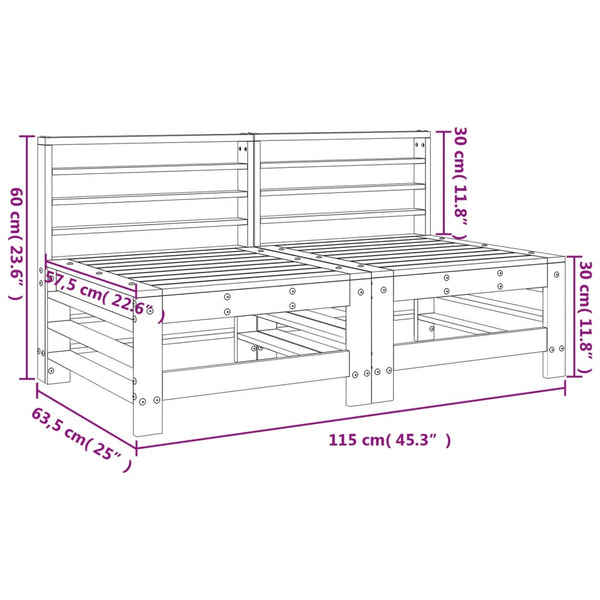 Garten-Mittelsofas Doroty (2 Stück Kiefer)