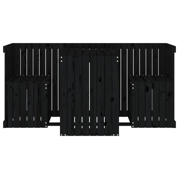 Balkonset Columbus Schwarz (2-Sitzer, Kiefer)