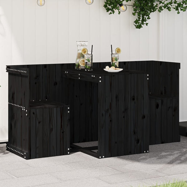 Balkonset Columbus Schwarz (2-Sitzer, Kiefer)