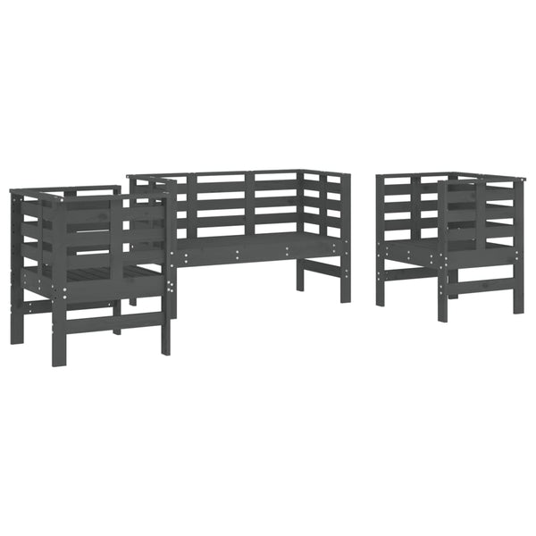 Gartensitzgruppe Pusea, grau (3-teilig, Kiefer)