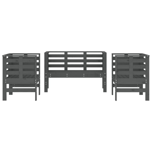 Gartensitzgruppe Pusea, grau (3-teilig, Kiefer)