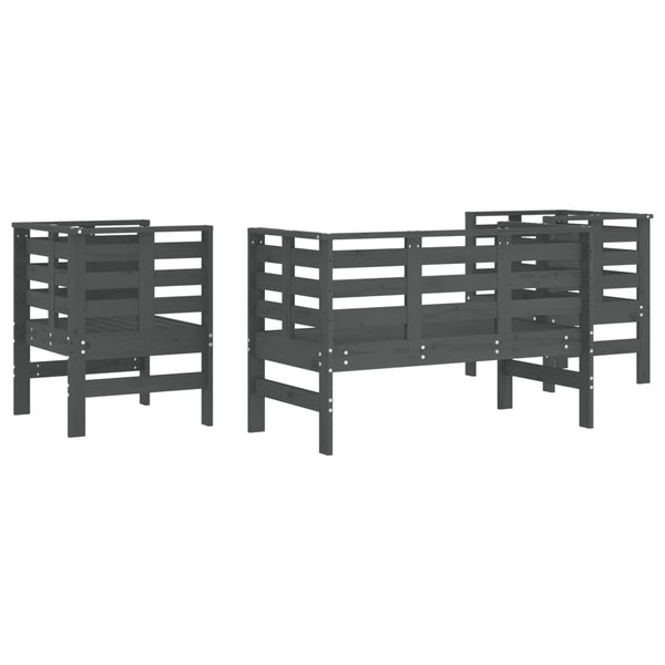 Gartensitzgruppe Pusea, grau (3-teilig, Kiefer)