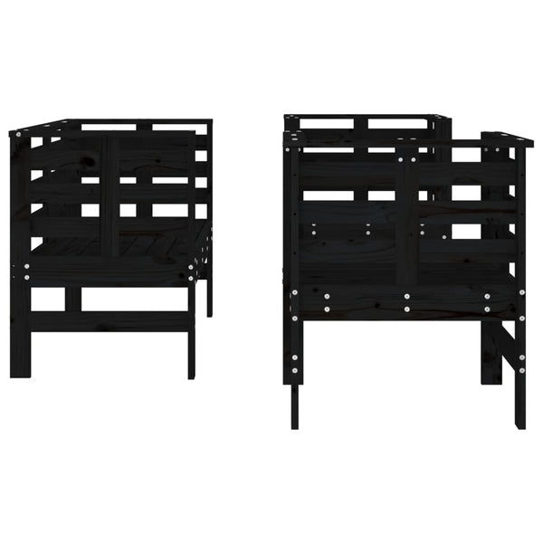 Gartensofa-Set Pusea (3-teilig, Kiefer, schwarz)