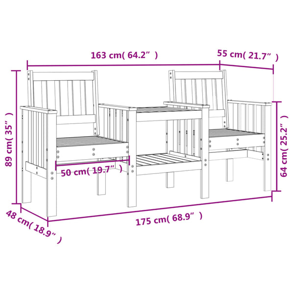 Gartenbank mit Tisch Eremia 2-Sitzer (Kiefer)