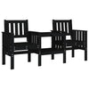 Schwarze Gartenbank mit Tisch Eremia 2-Sitzer (Kiefer)