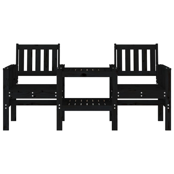 Schwarze Gartenbank mit Tisch Eremia 2-Sitzer (Kiefer)