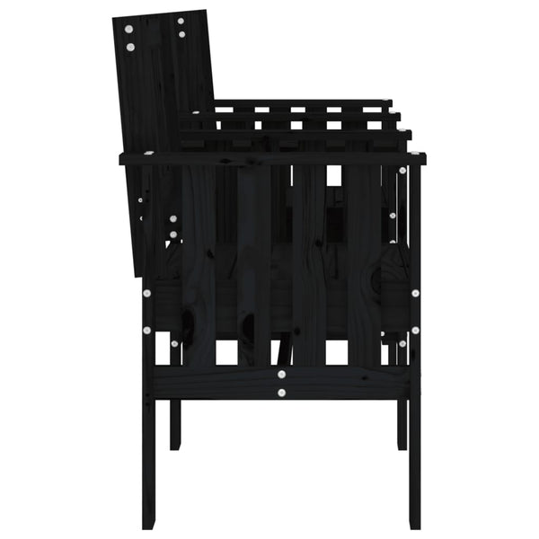 Schwarze Gartenbank mit Tisch Eremia 2-Sitzer (Kiefer)