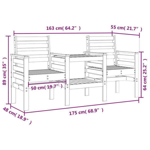 Gartenbank mit Tisch Geaide (2-Sitzer Kiefer)