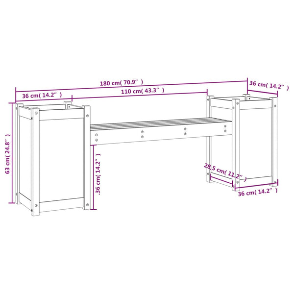 Blumenkastenbank Eudochin 180x36x63cm (Douglasie)