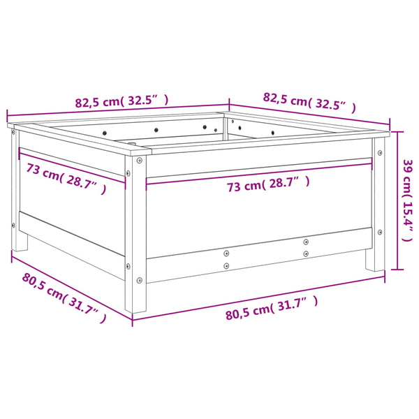 Harmaa kukkalaatikko Eclipse 82,5x82,5x39cm (mänty)