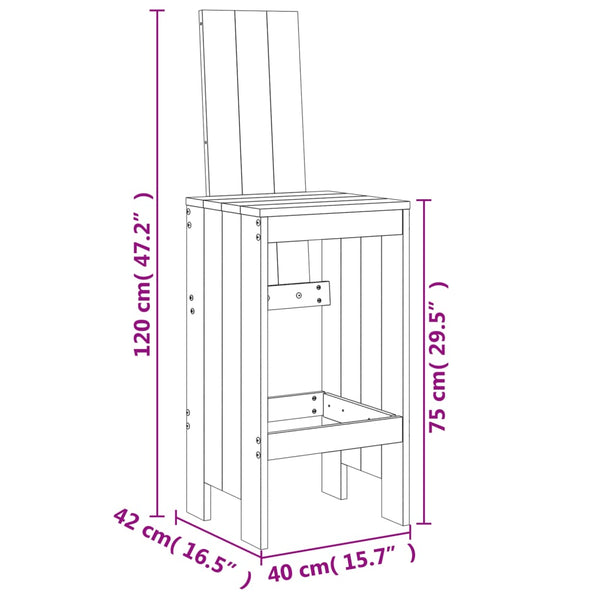 Barhocker Dedee 40x42x120cm (2 St. Douglasie)