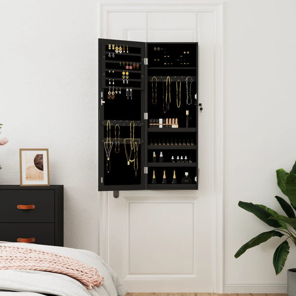 Schwarzer Spiegelschmuckschrank Louisa 37,5x10x106cm (Wandmontage)