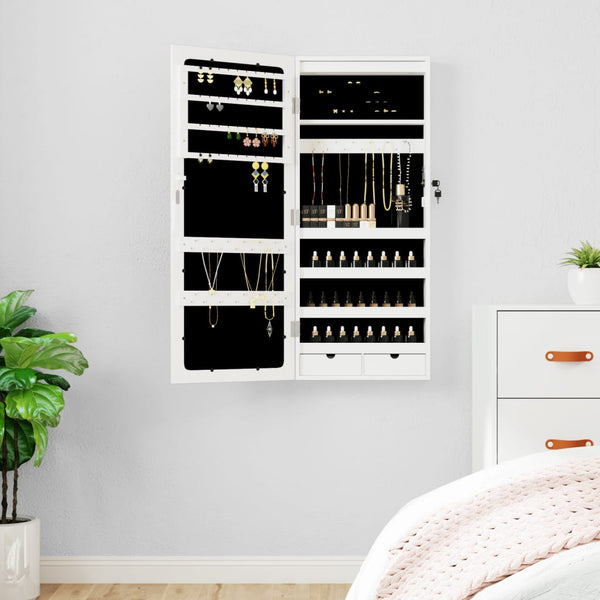 Weißer Spiegelschmuckschrank Mihaescu (zur Wandmontage mit LED-Beleuchtung)