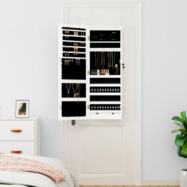 Weißer Spiegelschmuckschrank Fazil (wandmontiert mit LED-Beleuchtung)