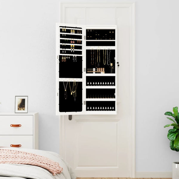 Weißer Spiegelschmuckschrank Dela (wandmontierbar mit LED-Beleuchtung)