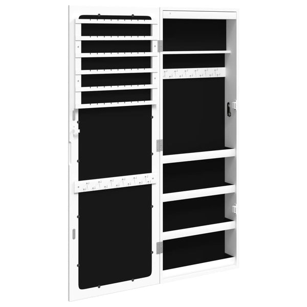 Weißer Spiegelschmuckschrank Dela (wandmontierbar mit LED-Beleuchtung)