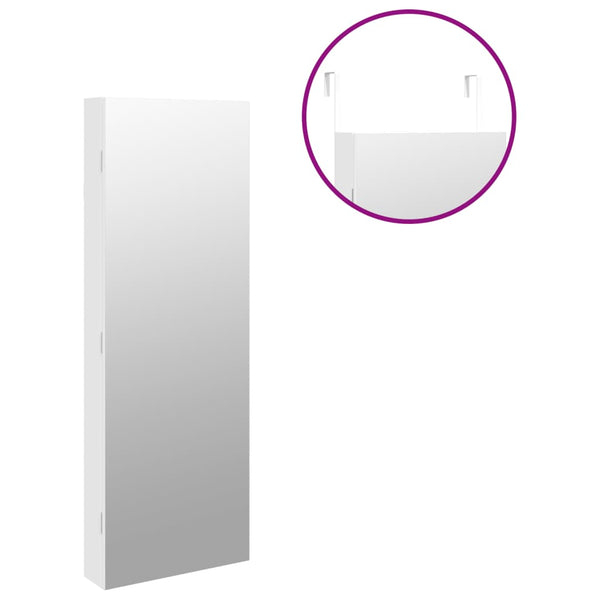 Weißer Spiegelschmuckschrank Dela (wandmontierbar mit LED-Beleuchtung)