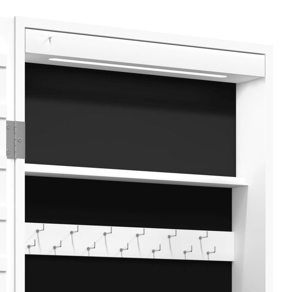 Weißer Spiegelschmuckschrank Dela (wandmontierbar mit LED-Beleuchtung)