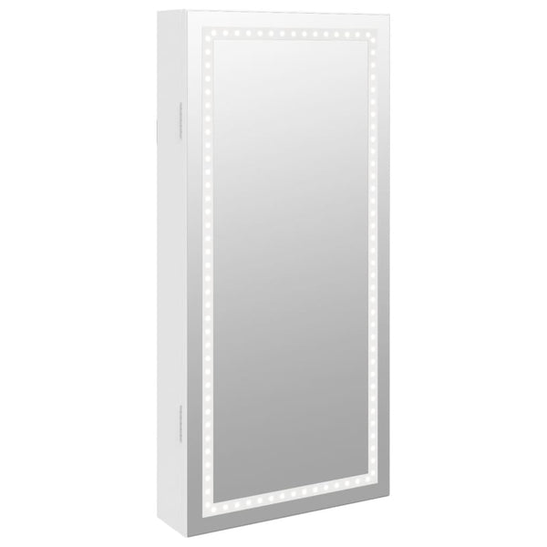 Weißer Spiegelschmuckschrank Durau (wandmontiert mit LED-Beleuchtung)