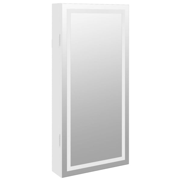 Weißer Spiegelschmuckschrank Durau (wandmontiert mit LED-Beleuchtung)