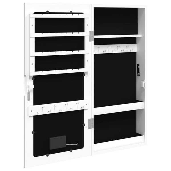 Weißer Spiegelschmuckschrank Durau (wandmontiert mit LED-Beleuchtung)