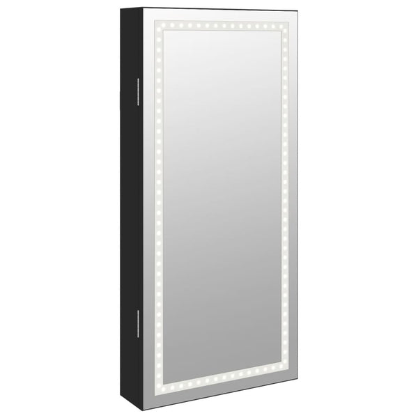 Schwarzer Spiegelschmuckschrank Durau (wandmontiert mit LED-Beleuchtung)