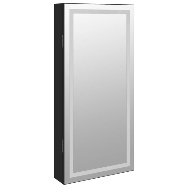 Schwarzer Spiegelschmuckschrank Durau (wandmontiert mit LED-Beleuchtung)