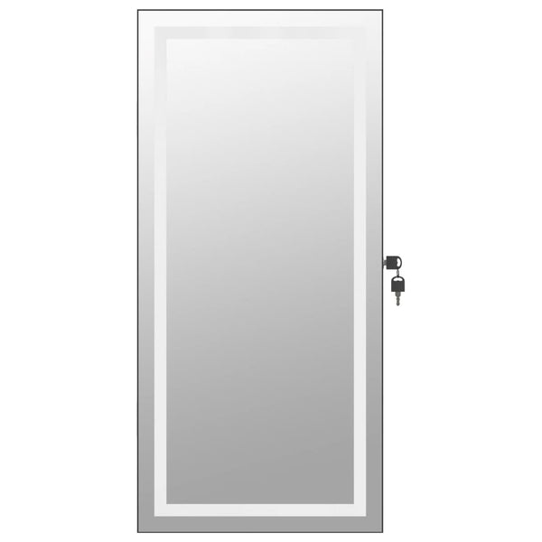 Schwarzer Spiegelschmuckschrank Durau (wandmontiert mit LED-Beleuchtung)