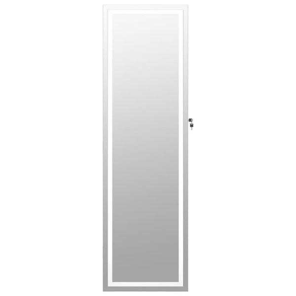 Weißer Spiegelschmuckschrank mit LED-Beleuchtung zur Wandmontage Tiberu