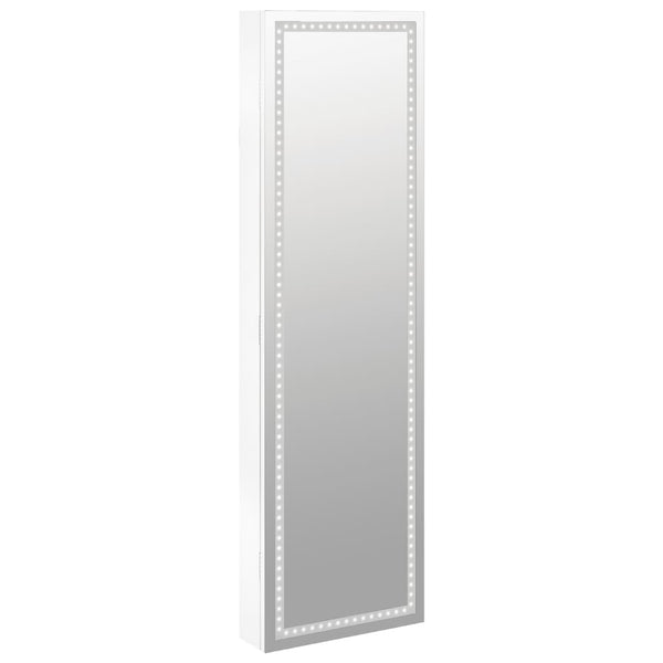 Weißer Spiegelschmuckschrank mit LED-Beleuchtung zur Wandmontage Tiberu