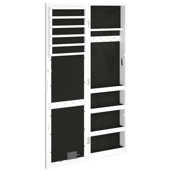 Weißer Spiegelschmuckschrank mit LED-Beleuchtung zur Wandmontage Tiberu