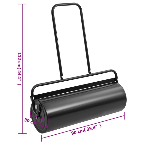 Schwarze Rasenwalze mit Griff Savira 63 l (Eisen und Stahl)