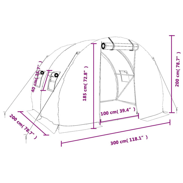 Weißes Gewächshaus mit Stahlrahmen Tenciu 6 m² 3x2x2 m