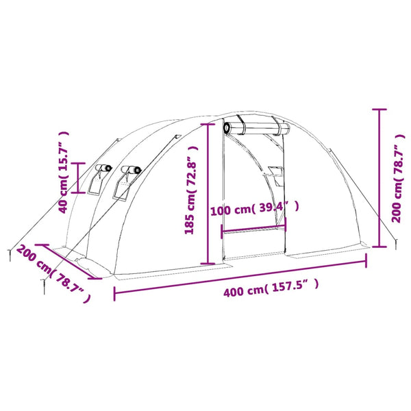 Weißes Gewächshaus mit Stahlrahmen Saban 8 m² 4x2x2 m