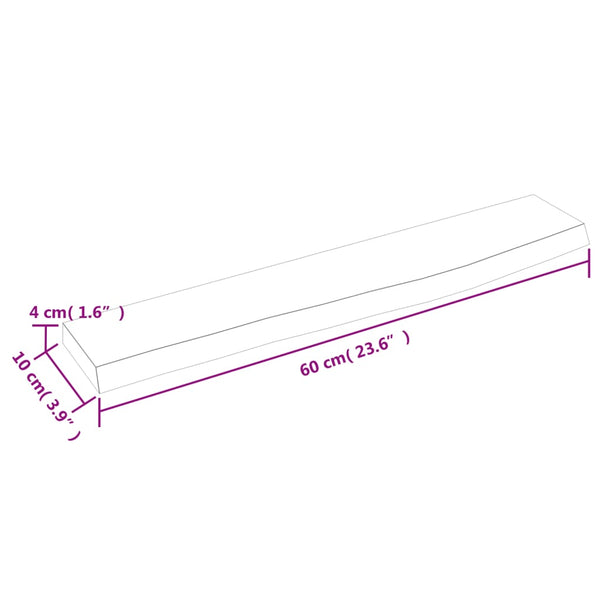 Unbehandeltes Wandregal Karlie 60x10x4cm (Eiche)