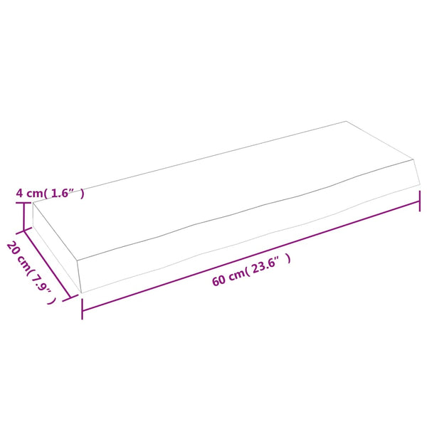Unbehandeltes Wandregal Karlie 60x20x4cm (Eiche)
