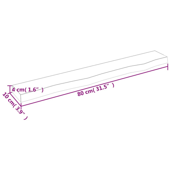 Unbehandeltes Wandregal Karlie 80x10x4cm (Eiche)