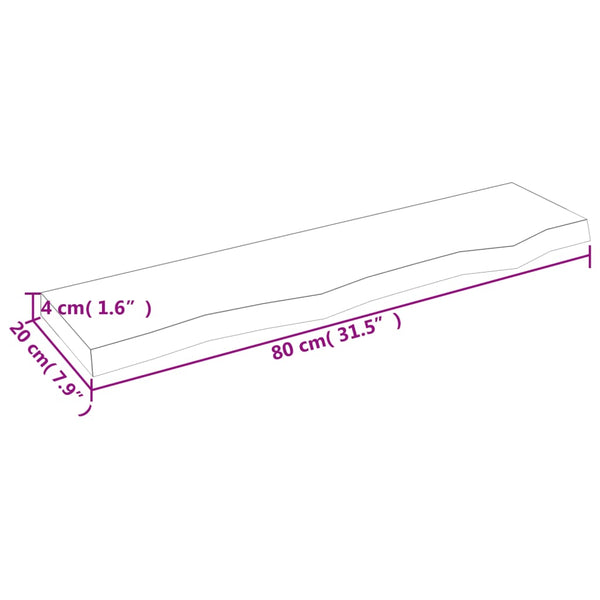 Unbehandeltes Wandregal Karlie 80x20x4cm (Eiche)
