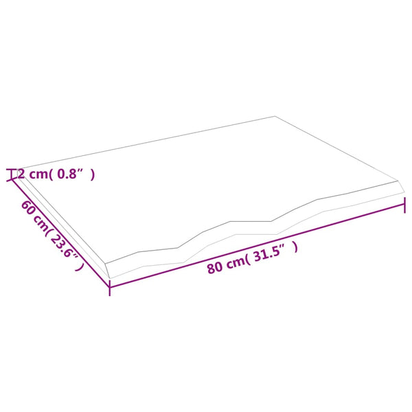 Unbehandeltes Wandregal Karlie 80x60x2cm (Eiche)